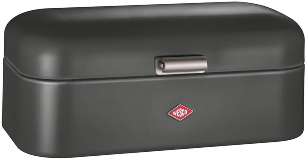 Corbeille à pain Wesco Grandy en noir mat, tôle d'acier thermolaquée, trous d'aération et poignée robuste Boîtes de conservation alimentaire Naty Shop Graphite mat
