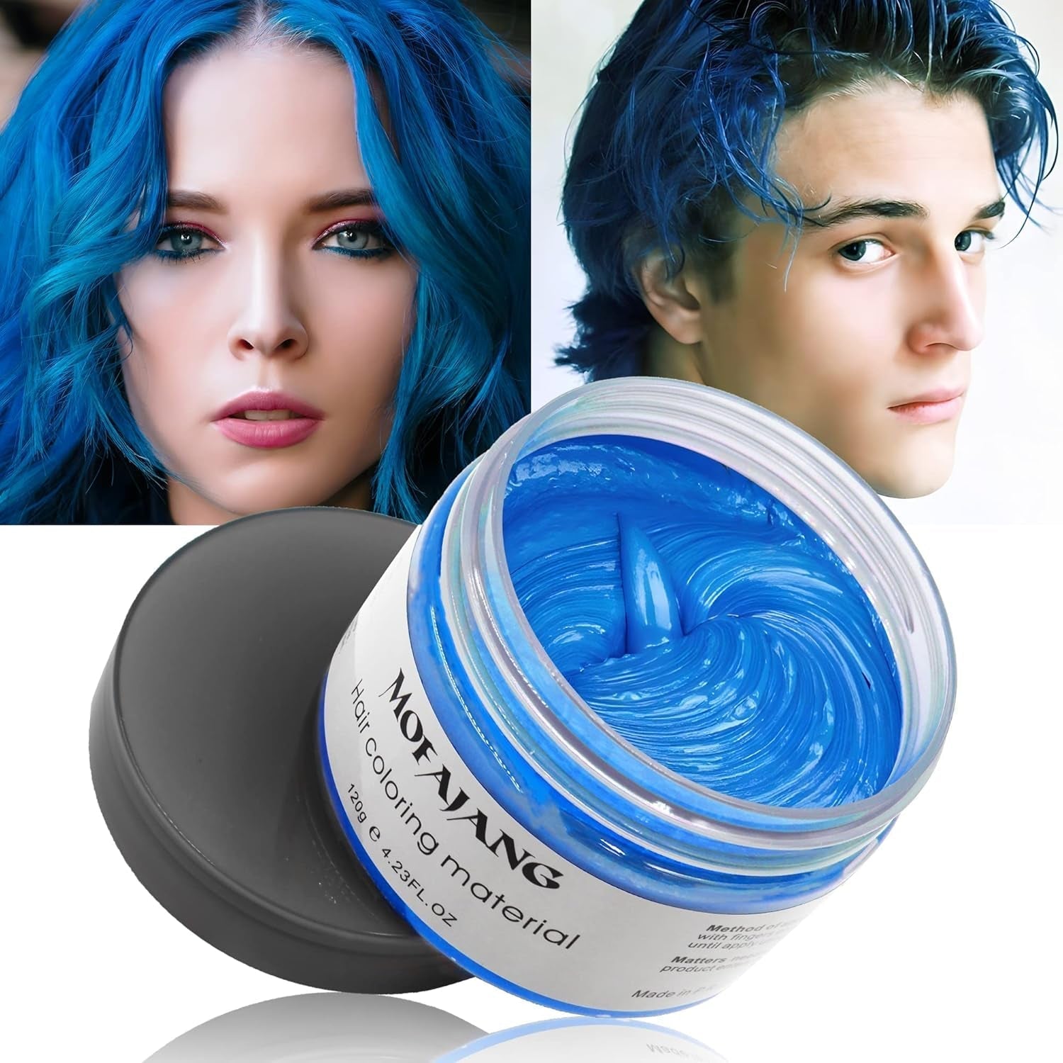 Culoare temporară a părului, Styling Hair Tone pentru bărbați femei, Pomadă pentru coafură naturală, Ceară pentru vopsirea părului pentru petreceri, Cosplay și Halloween, 4.23 oz (Silver Grey) Vopsea pentru par Naty Shop 4 Albastru