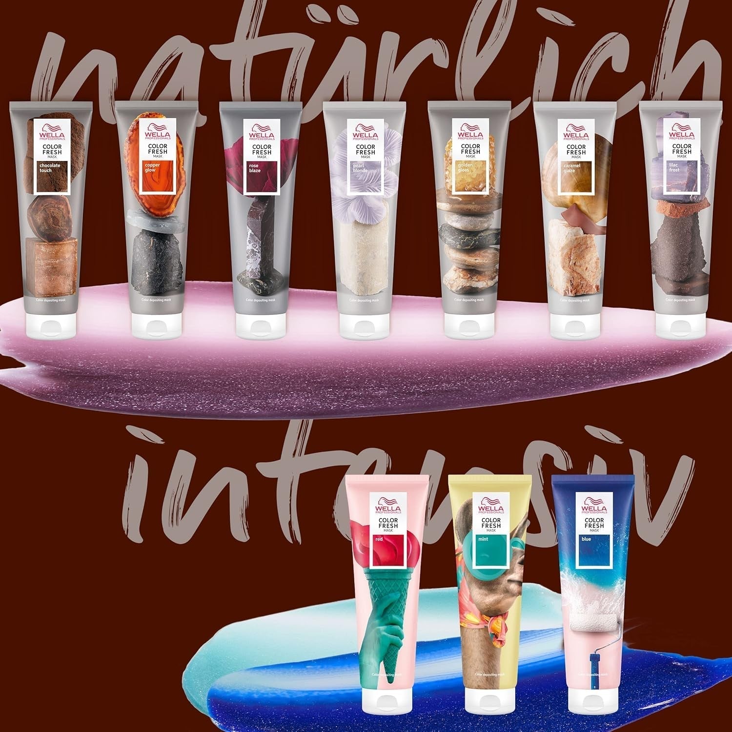 Wella Professionals Color Fresh Mask Cool Espresso - traitement pour revitaliser et changer la couleur des cheveux - teinte nourrissante à l'huile d'avocat - pour cheveux noirs et noirs - 150 ml Naty Shop Hair Mask