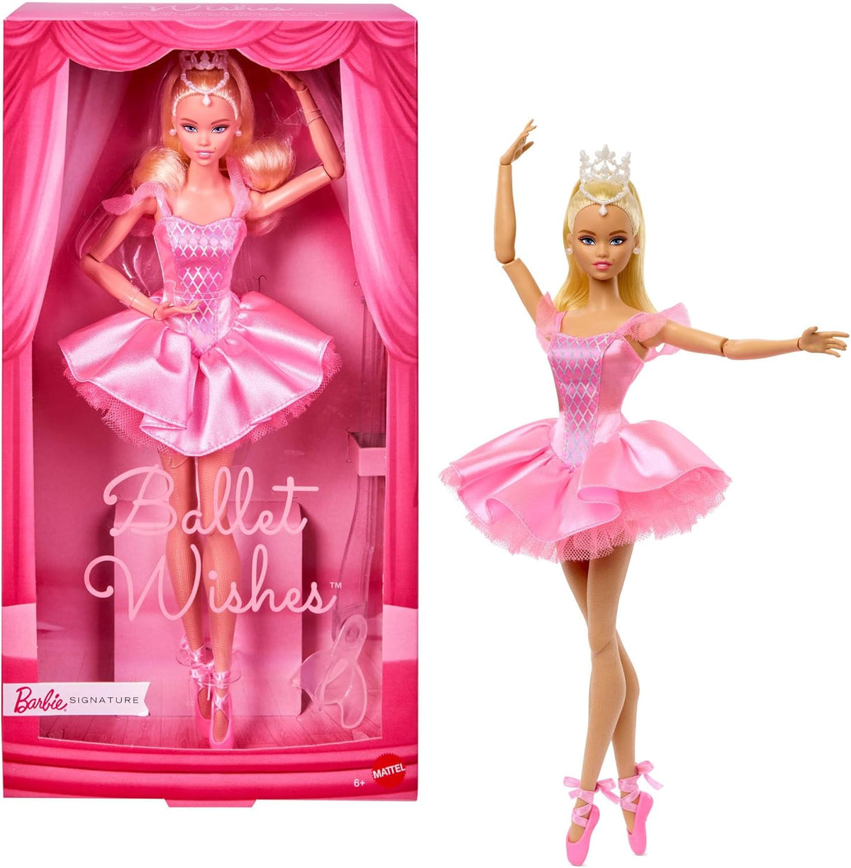 Barbie Signature Ballet Wishes Poupée de collection tendance en tutu de soie rose avec cheveux blonds, emballage cadeau JBJ10