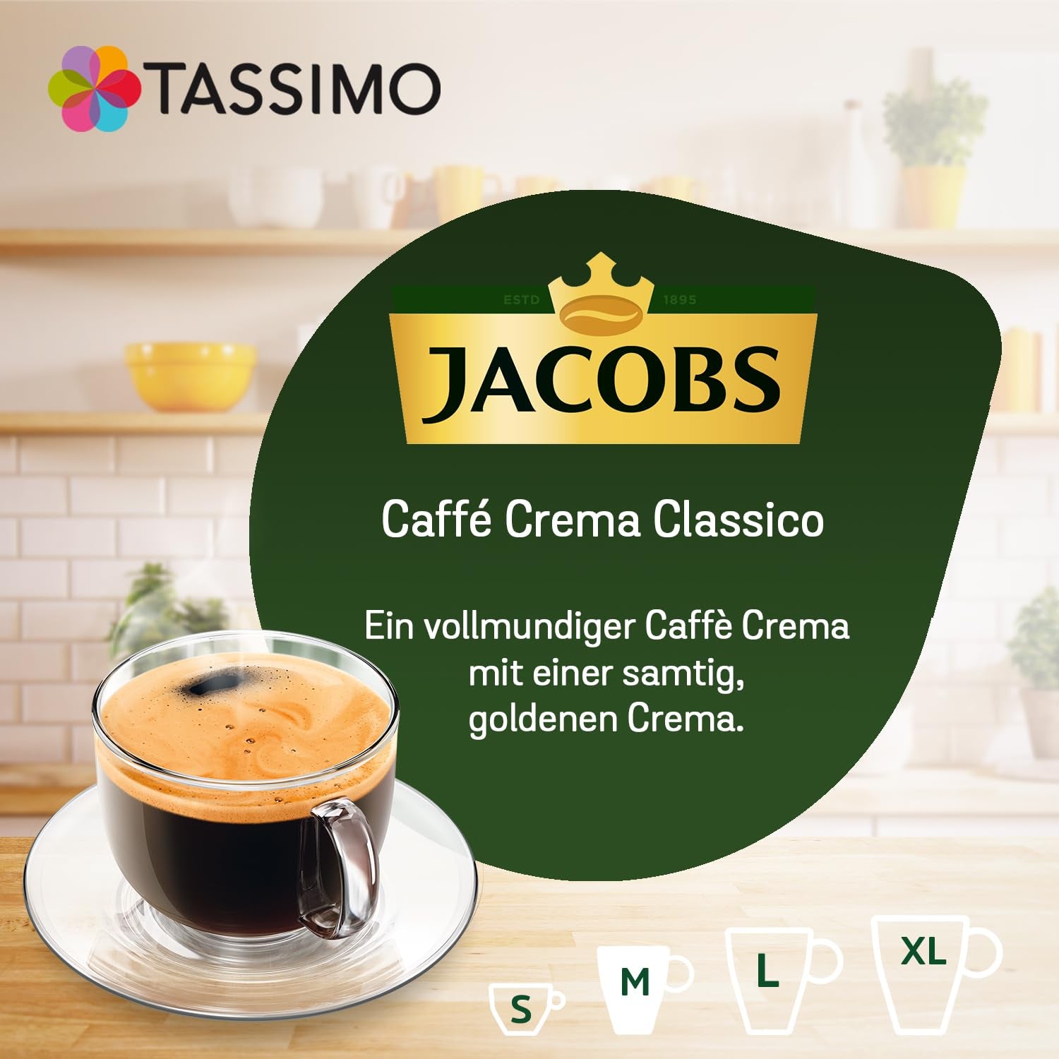 Tassimo Kapseln Jacobs Caffè Crema Classico, 5 x 16 tampons, 80 Kaffeekapseln