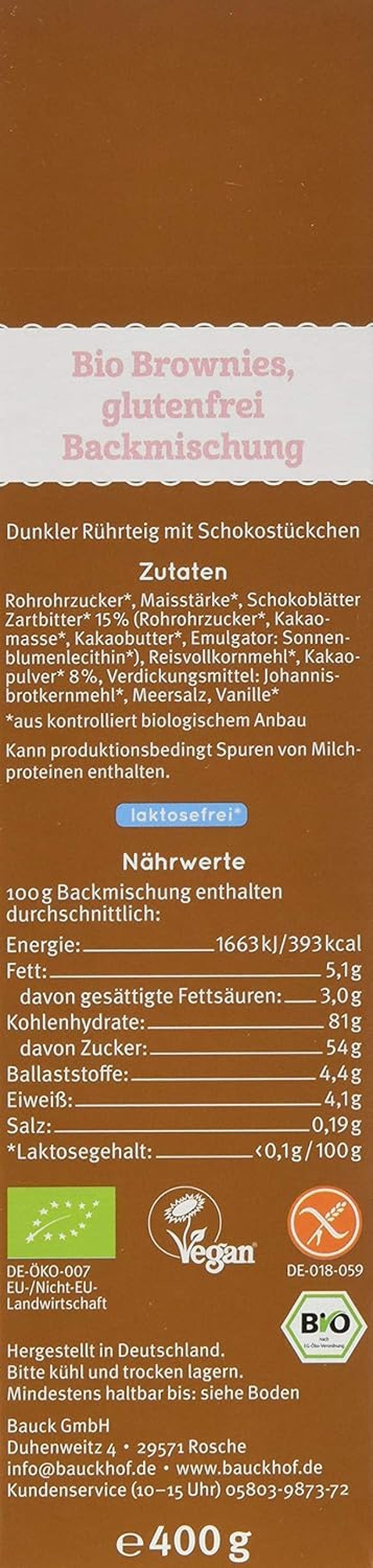 Brownies Sans Gluten, Pack 3Er (3 X 400 G) - Bio Naty Shop