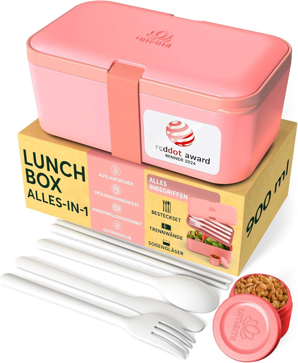 Umami Boîte à Lunch pour Adultes, Boîte à Bento Empilable avec 4 Couverts et Compartiments, Boîte à Lunch Adulte, Récipient à Salade à Emporter, Boîte à Lunch Pique-Nique/Bureau, Gris Charbon, 1500 ML Naty Shop Boîtes de Conservation des Aliments Rose Corail - 900 Ml M - 900/1000 Ml