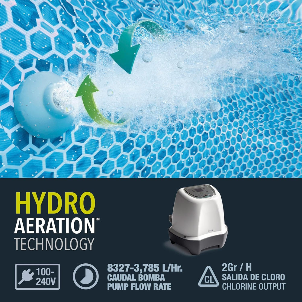 Intex 26662GS - Système d'eau salée Krystal Clear, générateur de chlore au sel, pour pompe de filtration 1136-3785 l/h, pour petites piscines jusqu'à 366 cm, plastique, blanc
