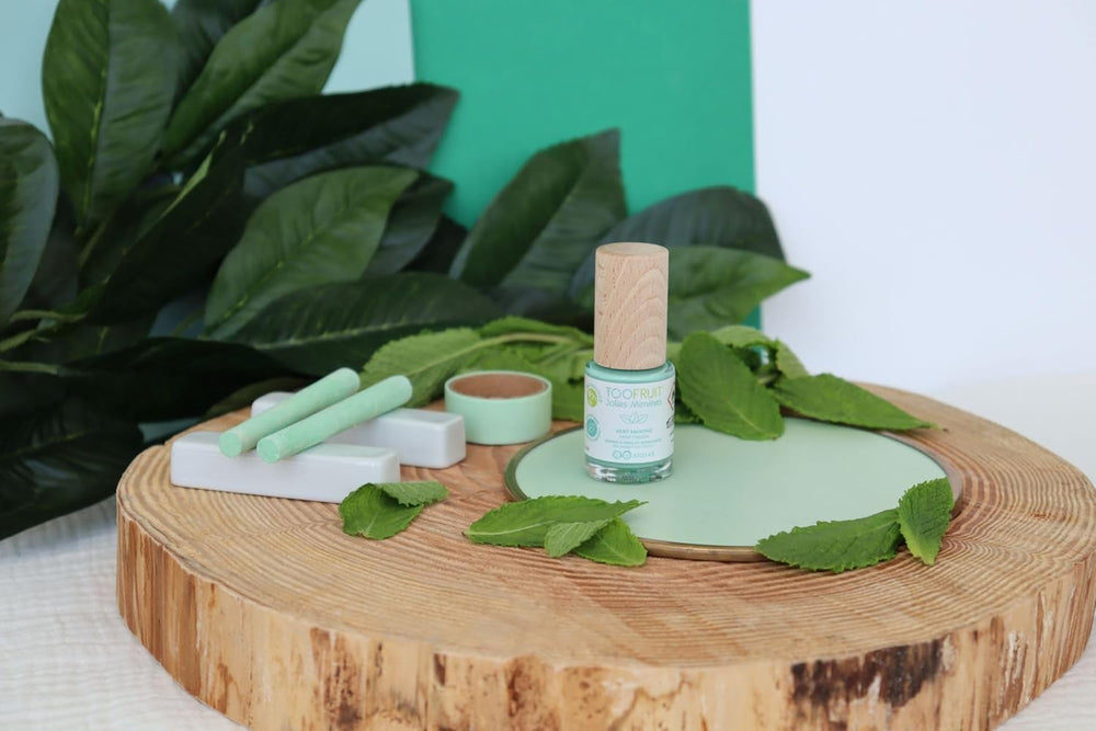 TOOFRUIT Vernis à ongles menthe pour enfants – À base d'eau, amovible, sans solvant, non toxique et sûr, 100 % végétalien, 10 ml
