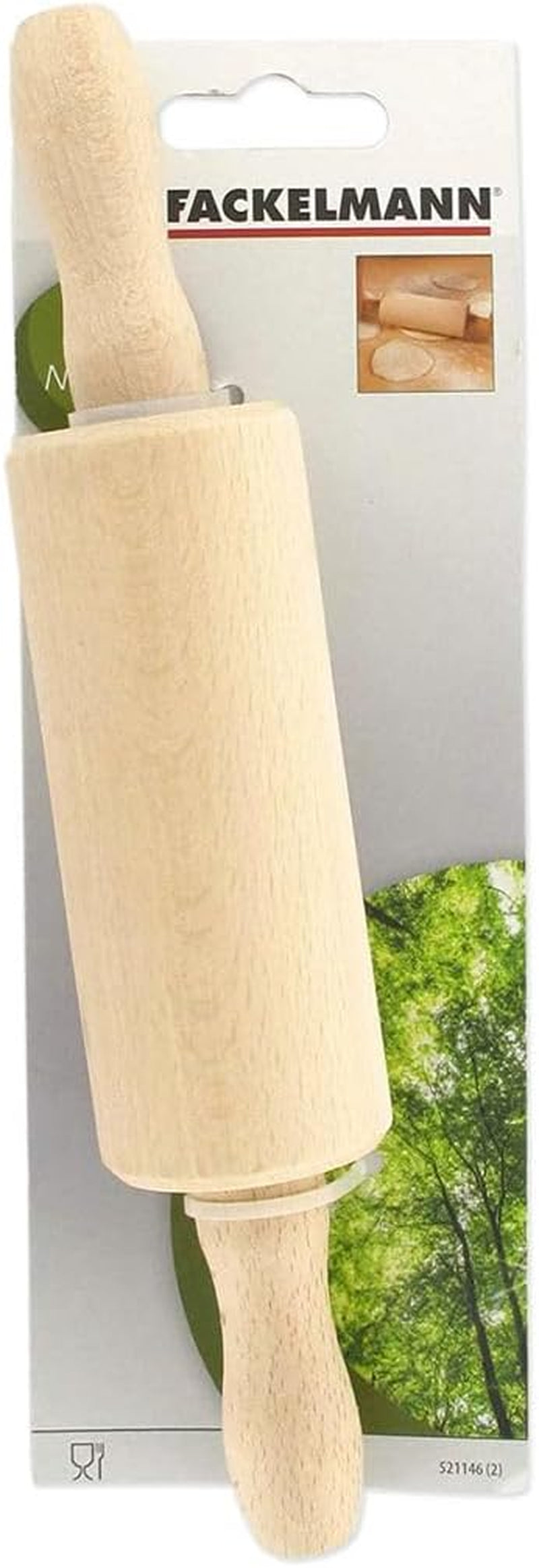 Fackelmann 521146 Petit rouleau à pâtisserie en bois, 23,5 x 4,5 cm, marron