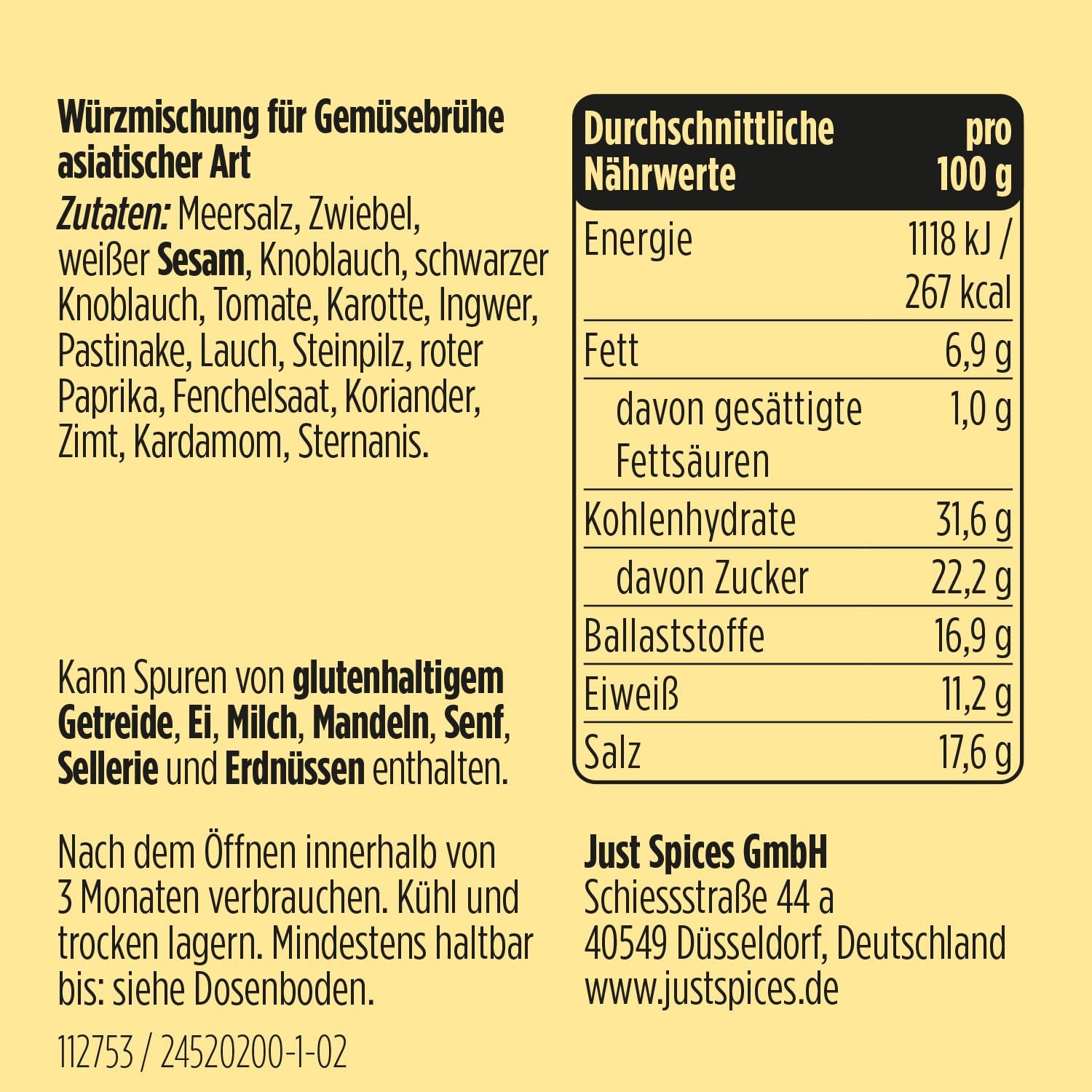 Just Spices Asia Brühe Brühe I Würze asiatische Suppen zu Hause self I Gewürzdose, 65 g