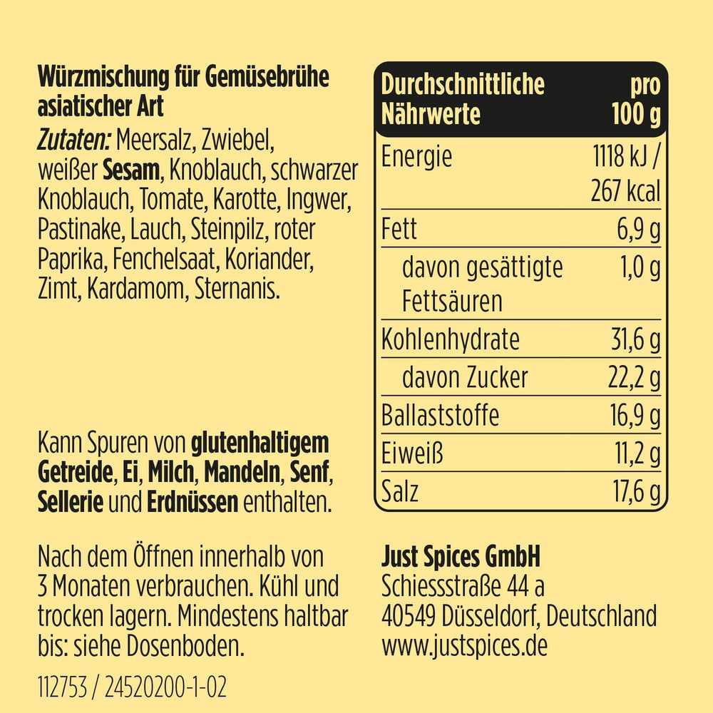Just Spices Asia Brühe Brühe I Würze asiatische Suppen zu Hause self I Gewürzdose, 65 g