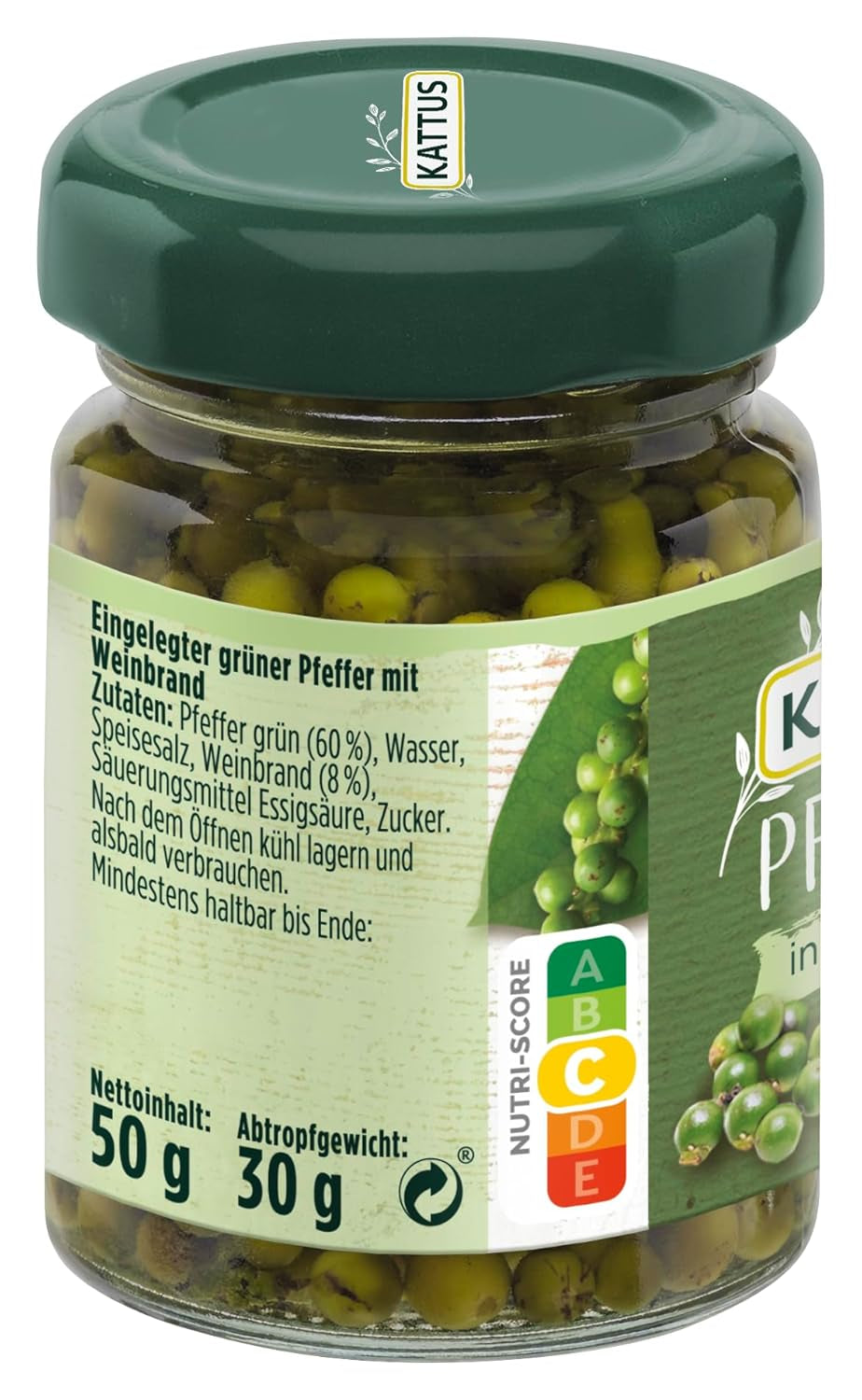 - Grüner Pfeffer chez Weinbrand | Ganzer, eingelegter Pfeffer zum Würzen von Saucen | 50 g en verre