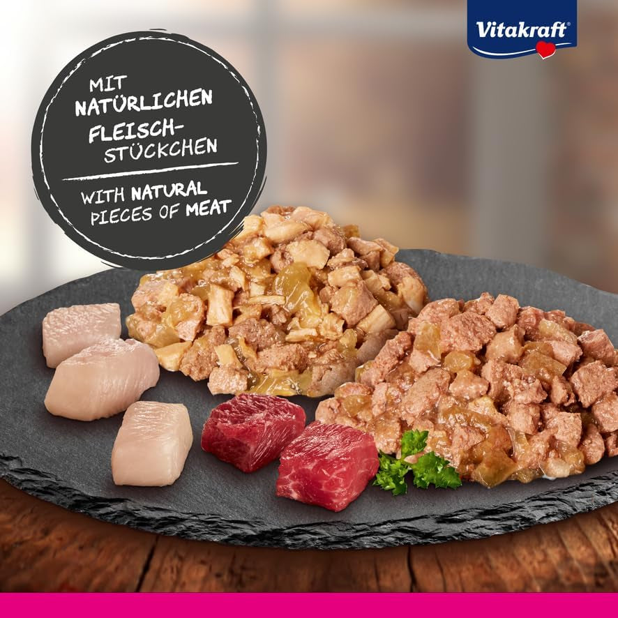 Vitakraft Poésie Délice, Country Selection, Nassfutter Katze, Katzennassfutter Gelee, au poulet, au bœuf (1 paquet de 6x 85g)