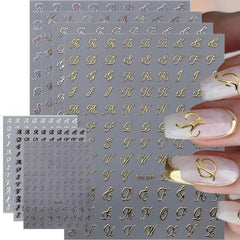 7 lettres alphabets 3D Nagelsticker Nagelfolie Selbstklebend Buchstaben Aufkleber Nägel Zubehör Nagelaufkleber Klebebuchstaben Aufkleber Selbst Gestalten Letter Letters Nail Art Stickers