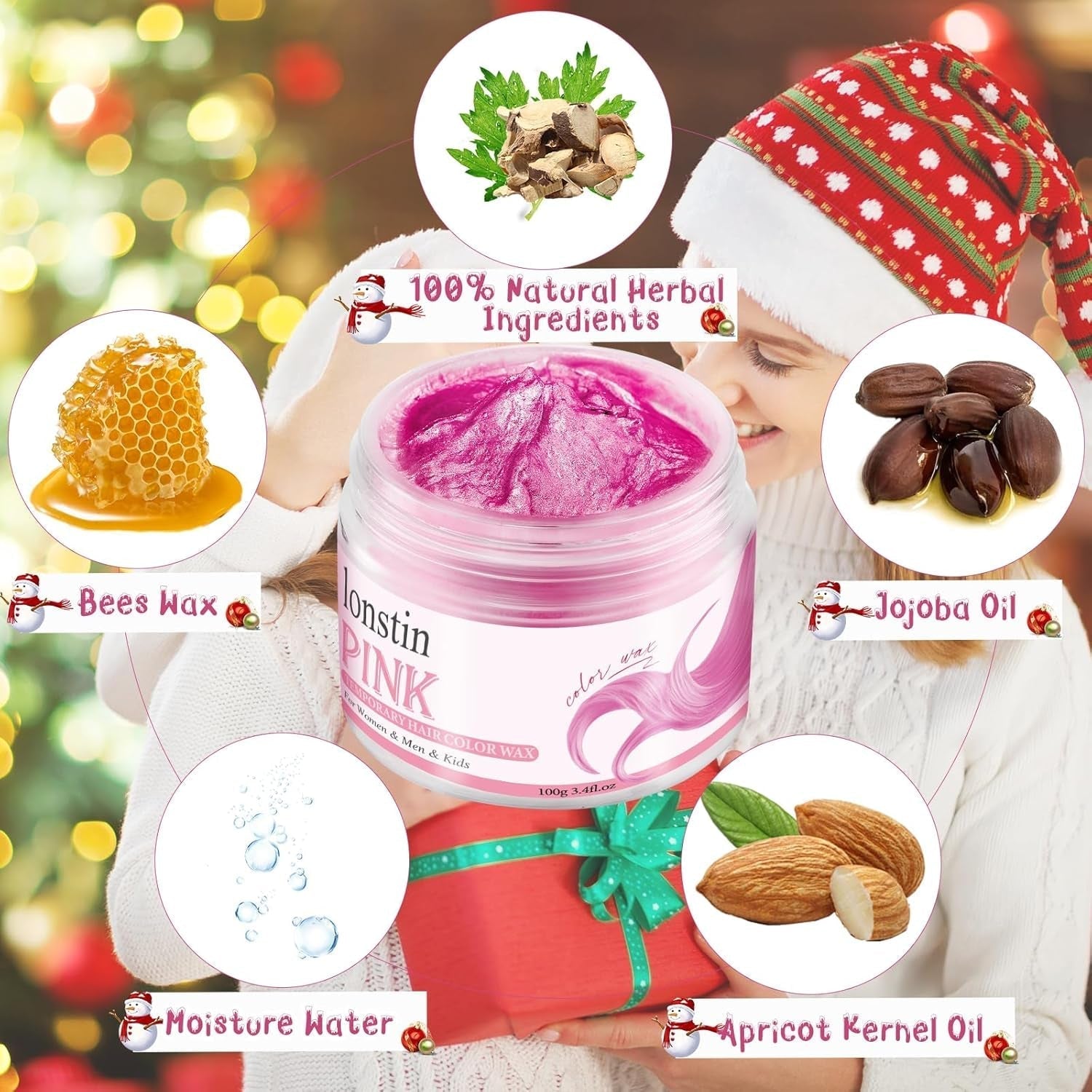 Vopsea de păr temporară roz lavabilă, ceară de păr temporară Culoare coafură naturală Pomade Vopsea de păr lavabilă pentru bărbați femei Party Cosplay Halloween Crăciun Vopsea pentru par Naty Shop