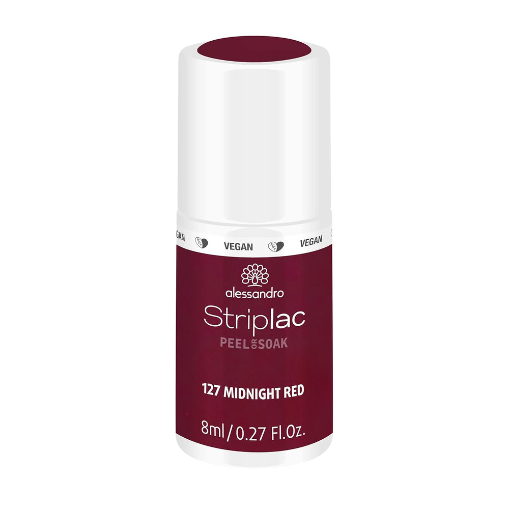Vernis à ongles UV alessandro Striplac Elegant Ruby - Délicat et longue tenue - S'enlève facilement grâce à la technologie peel-off - Vegan et cruelty-free - 8 ml