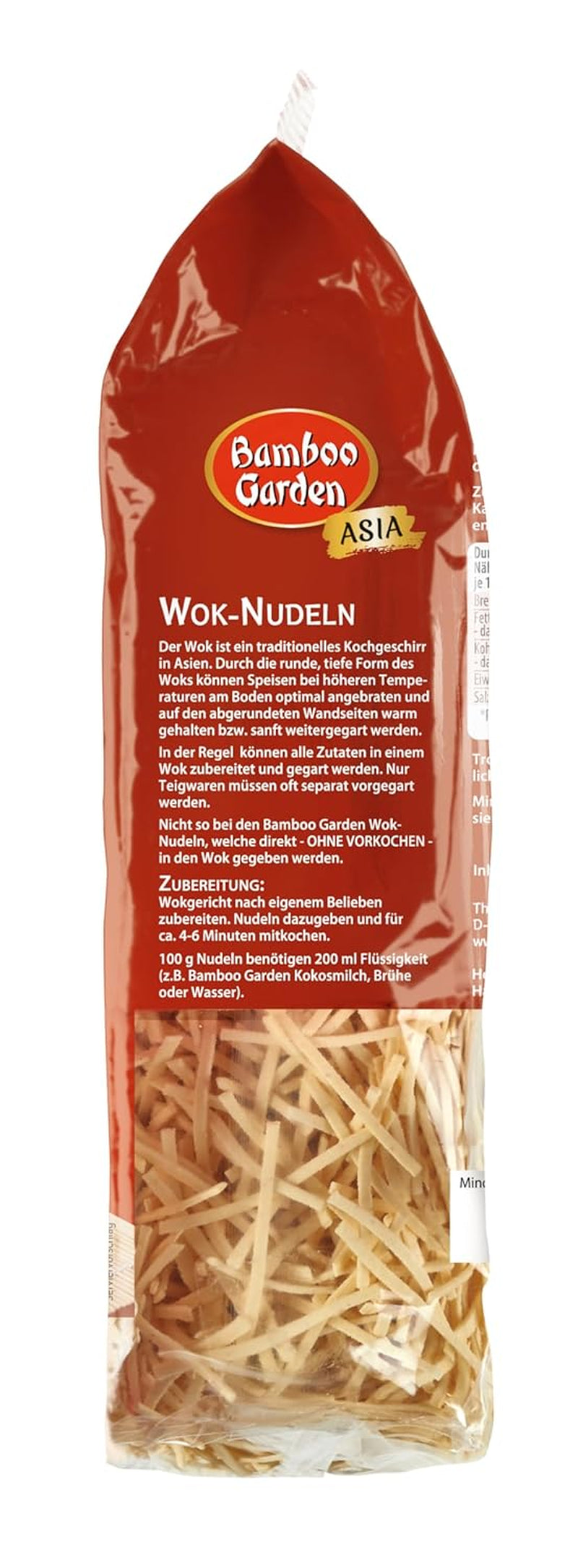 Jardin de Bambou - Nouilles Wok | Nouilles instantanées à l'œuf | Mélanger, aucune pré-cuisson nécessaire | Pour les plats asiatiques au wok | 250 g dans un sachet