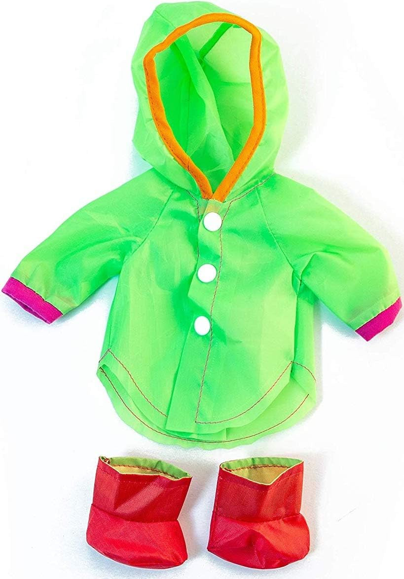 Miniland Set Puppenkleidung 32cm, girgeltes T-Shirt mit Latzhose und Mütze, Übergangszeit