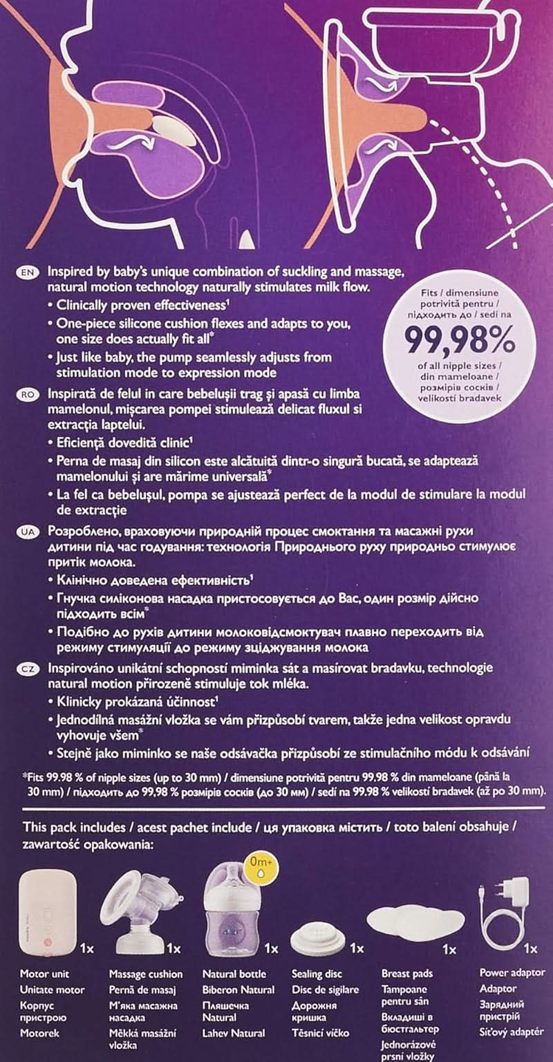 Tire-lait électrique Philips Avent (modèle SCF395/11) Accessoires Alimentation et Allaitement Bebe Naty Shop