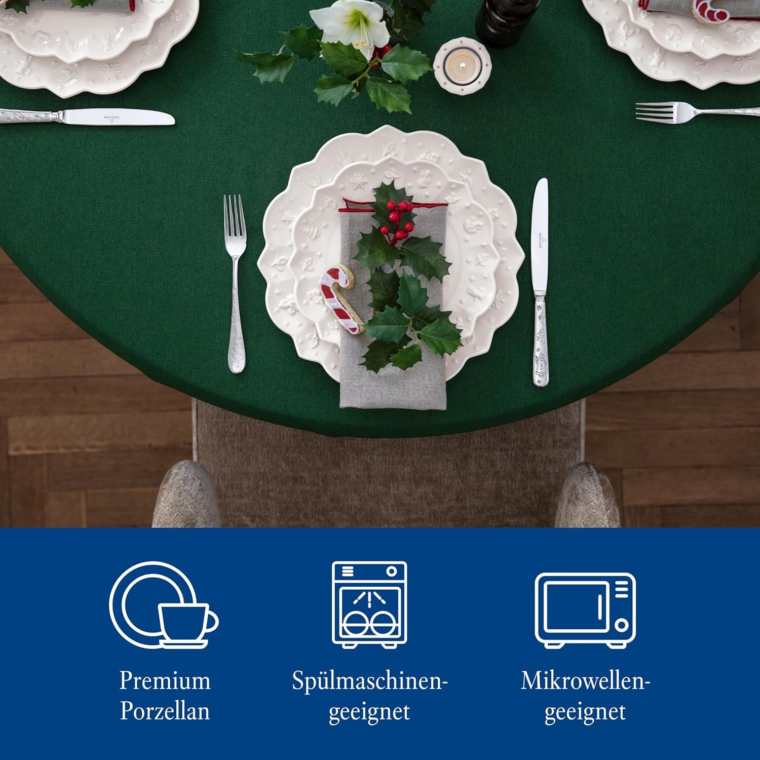Villeroy & Boch Toy's Delight Royal Classic Service de table 8 pièces, passe au lave-vaisselle et au micro-ondes, blanc, assiettes, service de table pour 4 personnes, vaisselle de Noël, jouets, porcelaine premium