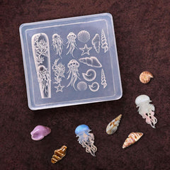 3D Gel Nail Art Silikonformen Gießformen Ocean Nail Charms Nageldesign Silikonform Quallen Muschel Nagelstempel Koralle Seestern Nagelschablonen Sommer Nagel Charms Nagel Schablone Nägel Zubehör
