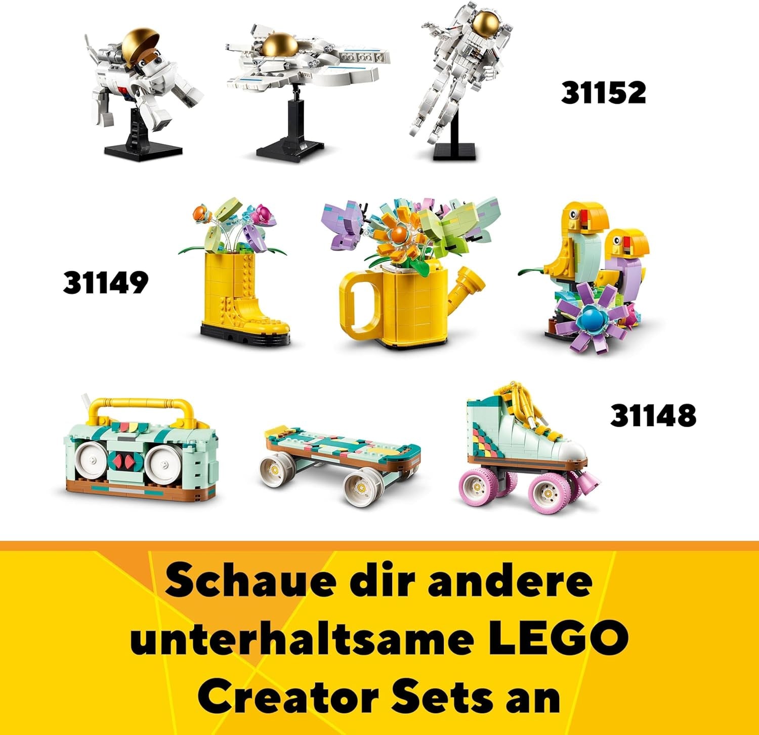 LEGO Creator 3In1 Animal Safari, set créatif avec figurines d'animaux, 3 options de construction : girafe, gazelle et lion jouets, animaux jouets pour filles et garçons, cadeau naturel pour les enfants à partir de 9 ans 31150 Jeux de construction Beuche den LEGO-Store