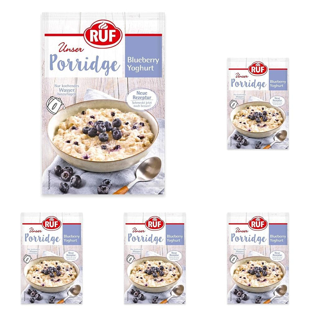 Gruau instantané RUF aux fraises et à la vanille, un repas d'été à base d'avoine prêt en 3 minutes, 1 sachet x 65g