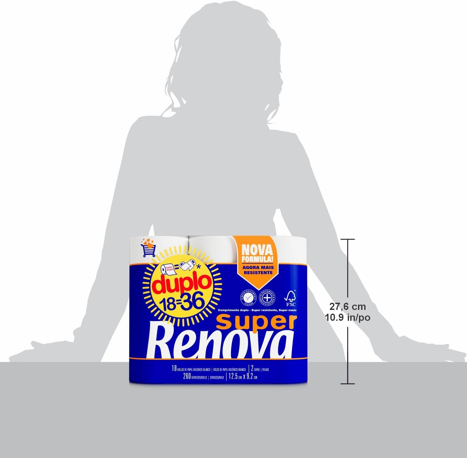 Papier toilette double Renova, 18 rouleaux