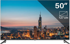 TEEVIEW Google Smart TV | QLED 4K UHD | 50”/127cm | Design fără ramă | Tuner triplu DVB-T/T2/S/S2/C | HDMI x3, USB x2, CI+ | Control vocal și aplicații de streaming | Asamblat în Eindhoven | TV50QQG-EU