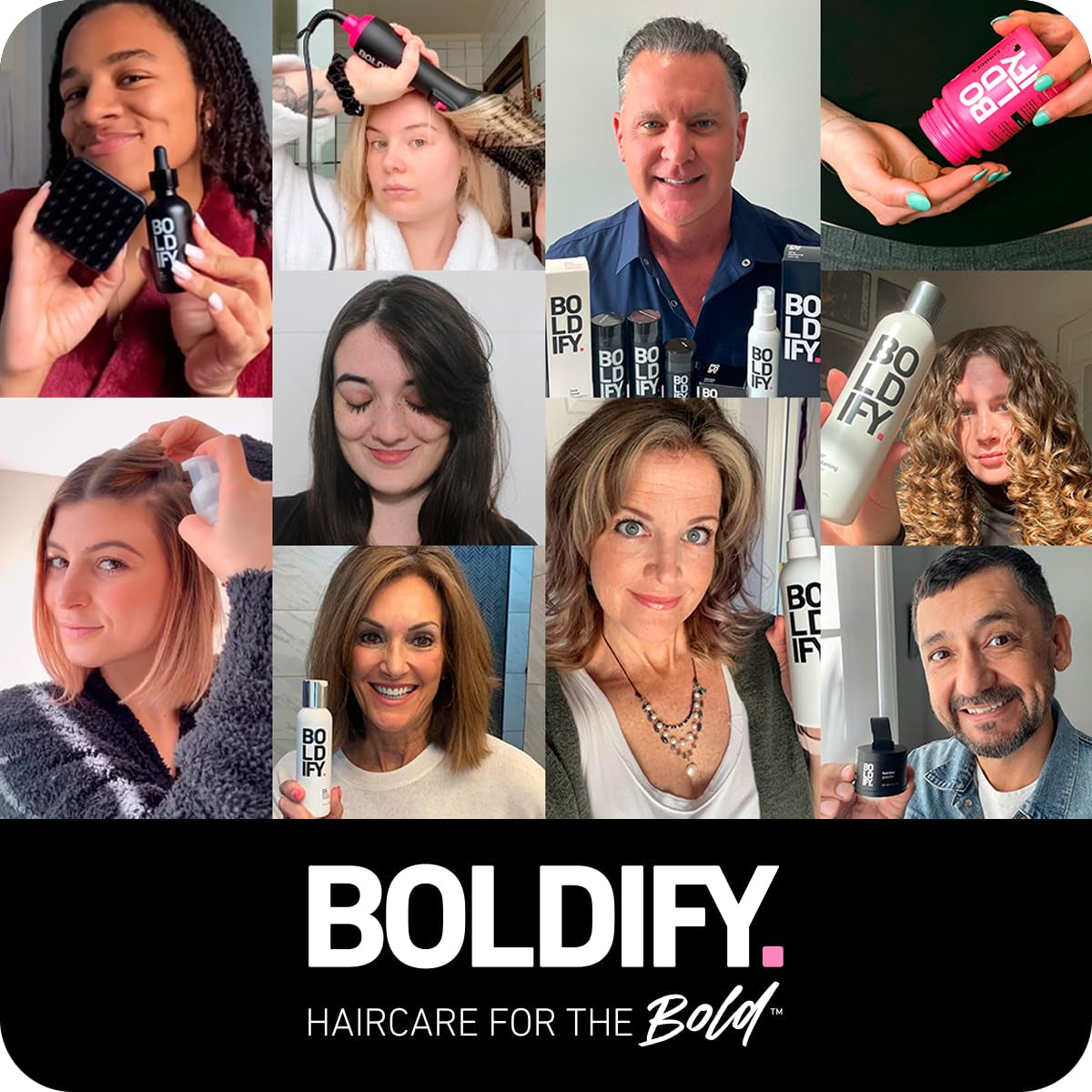 BOLDIFY Root Powder 4g - Correcteur de cheveux épaississant pour femmes et hommes 48h Couverture grise Maquillage capillaire imperméable pour dissimuler les racines (Noir) Naty Shop Coloration Capillaire