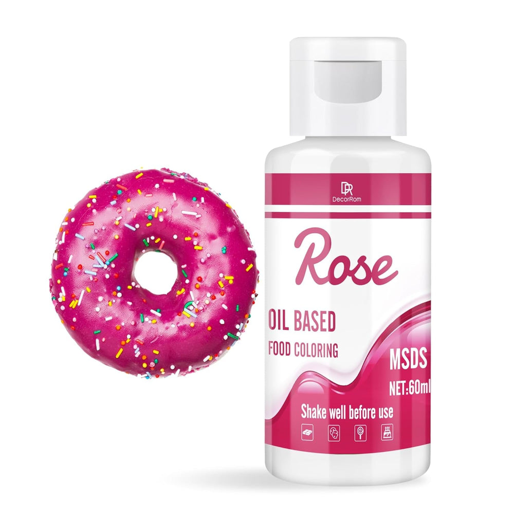 Farines à mélanger pour chocolat - 60 ml de couleurs à base d'huile pour fondant, décoration de gâteaux, dos - Colorant alimentaire fluide pour beurre de cacao, crème au beurre, cuisine (noir) Naty Shop Rose