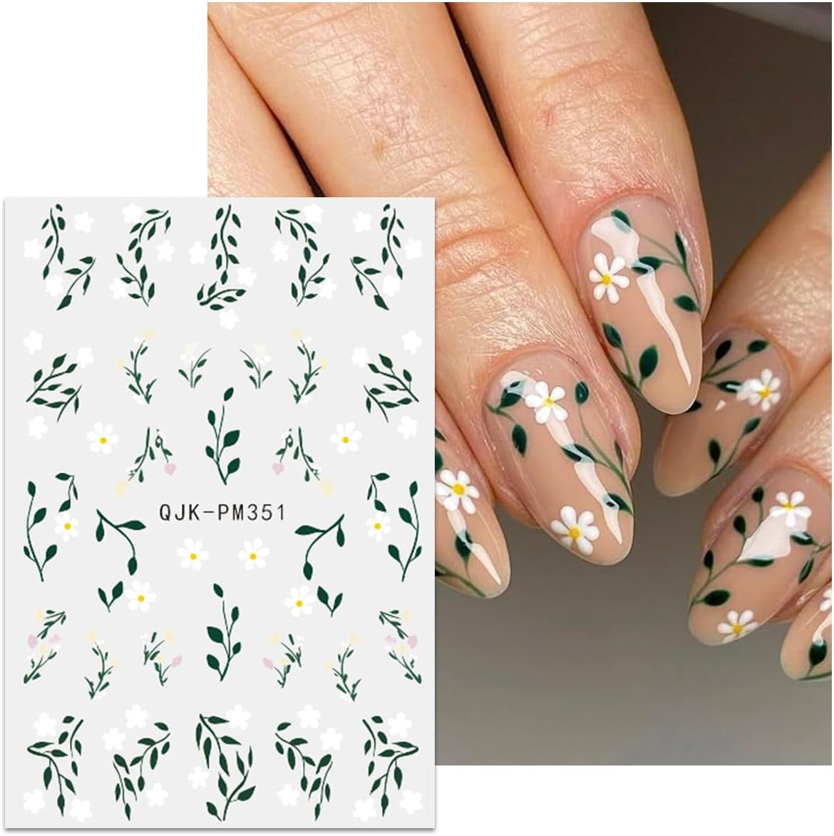 JMEOWIO Nagelsticker Bunte Blumen 9 Blatt Nail Art Sticker Selbstklebend Nagelaufkleber Frühling Sommer Blumen Dekoration Nageldesign Zubehör