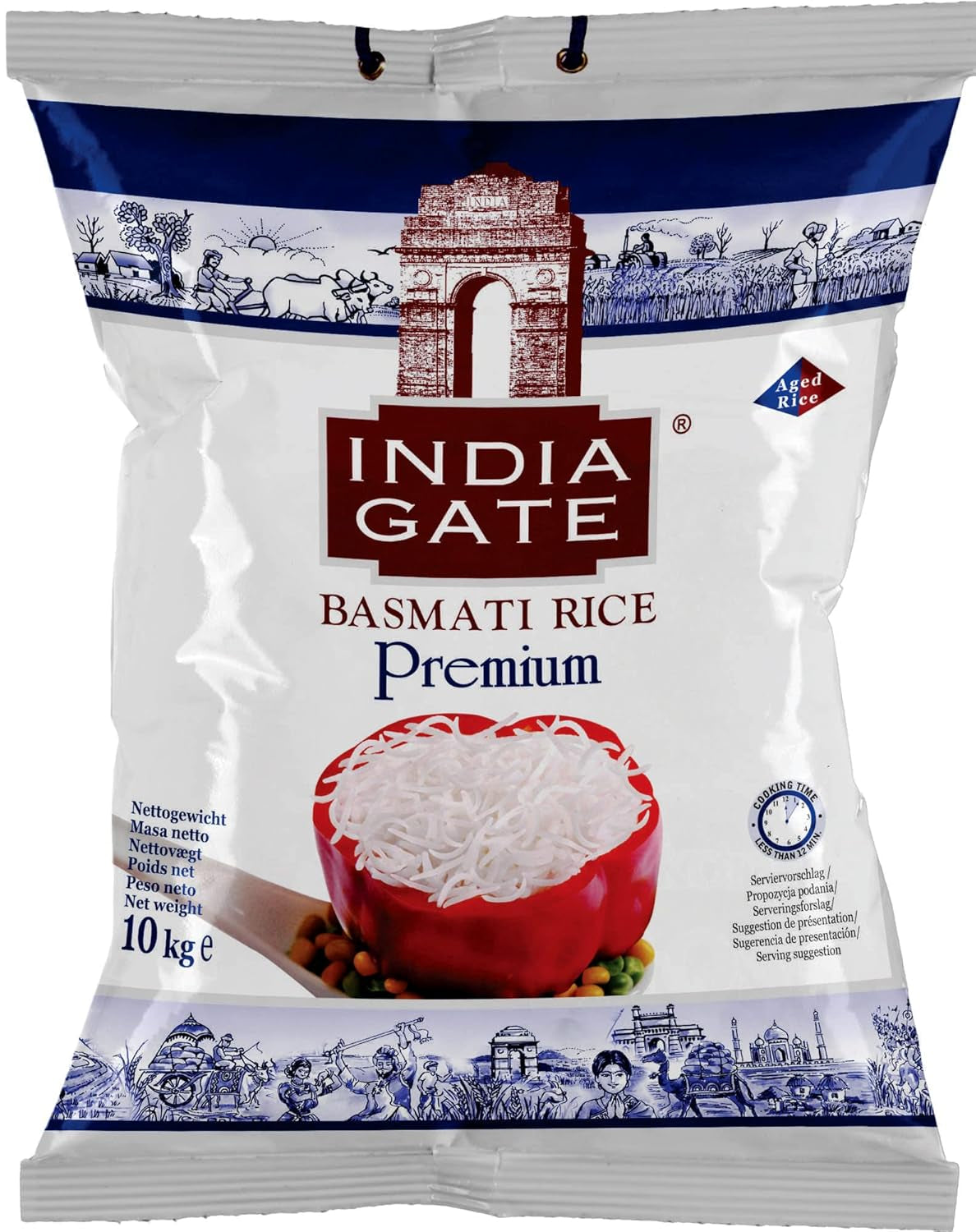 INDIA GATE Premium Basmati Rice – Riz aromatique et fin à grains longs d'Inde, grains longs fins (1 x 500 g)