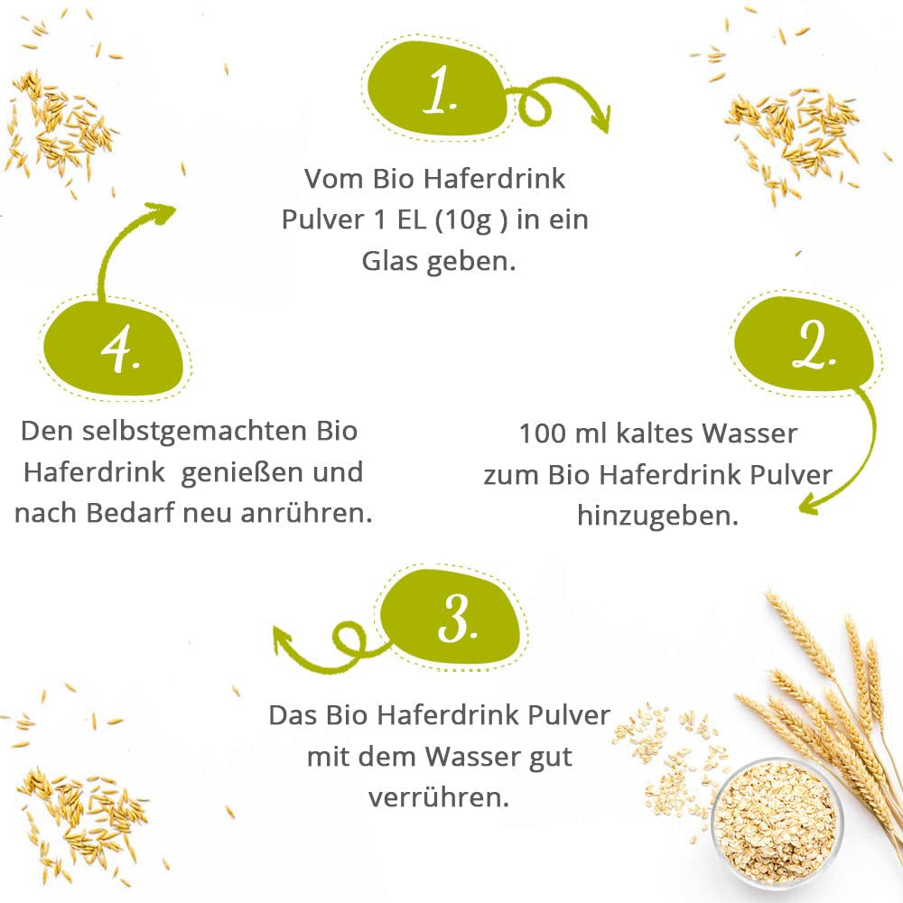 foodsetter Bio Haferdrink Pulver | Sachet de 500g | Poudre de Hafer | Haferpulver instantané | Bio-qualité | Végétalien | Sans gluten | Ohne Zuckerzusatz | 0,5 kg
