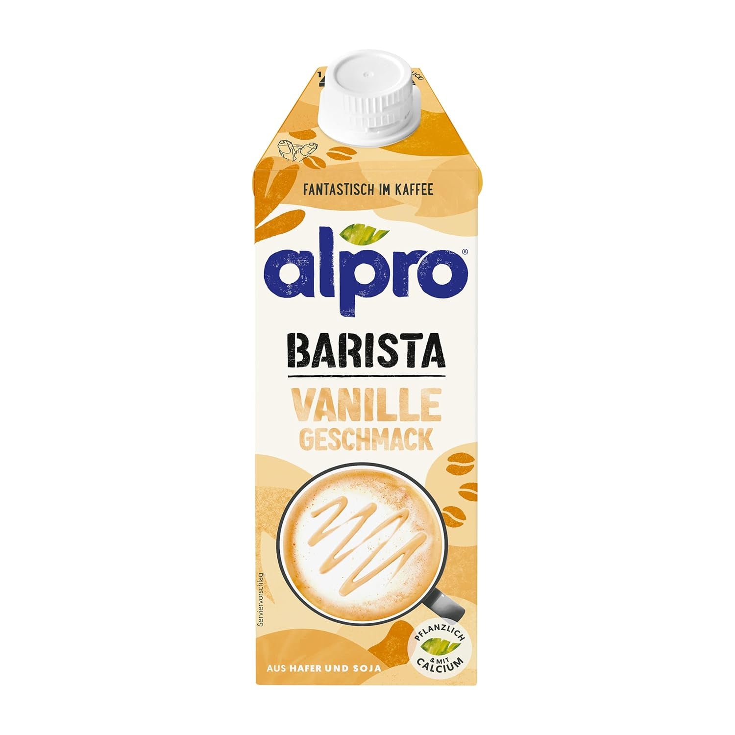 Alpro Barista Vanille – Zum Aufschäumen – Von Natur aus laktosefrei – Riche en substances de ballast, calcium et vitamines – 8 x 750 ml – Haltbar