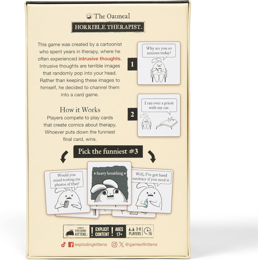 Terapeut îngrozitor: Ediția principală a jocului – Joc de cărți amuzant pentru adulți, pentru 3-8 jucători, cu vârsta de peste 17 ani – Jocuri de petrecere și distracție în familie într-o seară de jocuri