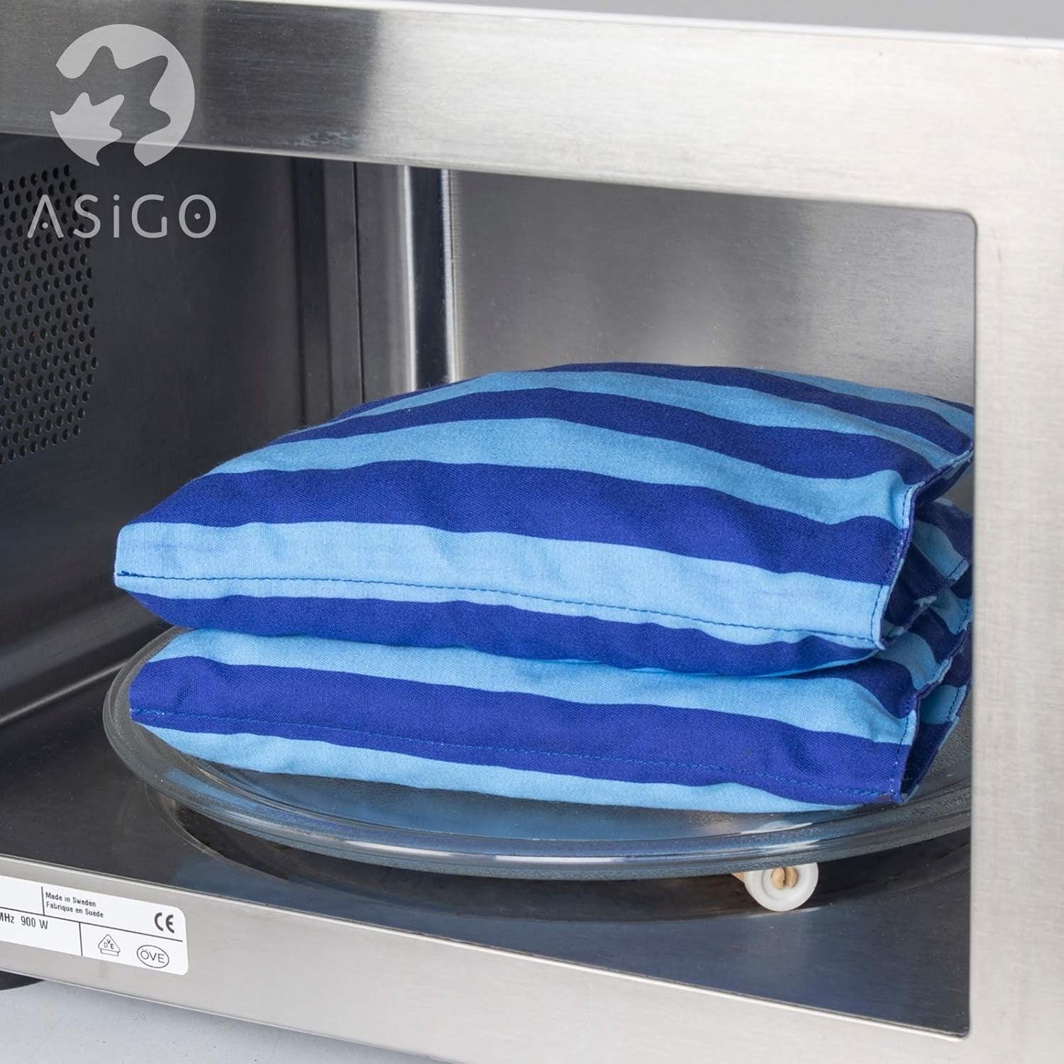 Coussin en noyaux de cerise Passe au micro-ondes et au four - Bleu avec rayures et pois I Fait main I Fabriqué en Allemagne I Env. 20 X 60Cm I Coton Oeko-Tex I Oreiller nuque Oreillers orthopédiques cervicaux Naty Shop