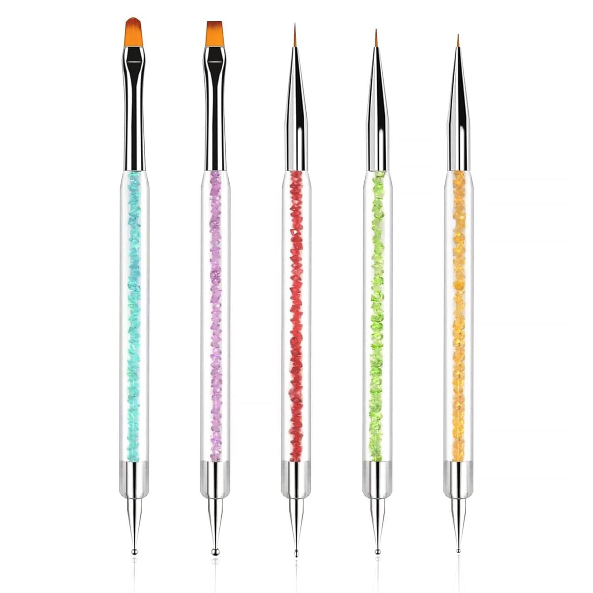 5 pièces Nagel Pinsel, Pinsel Für Gelnägel, Nageldesign Pinsel, Nail Art Dotting Tools, pour Herstellen von Nagellack, Punktieren, Feinmalerei, DIY