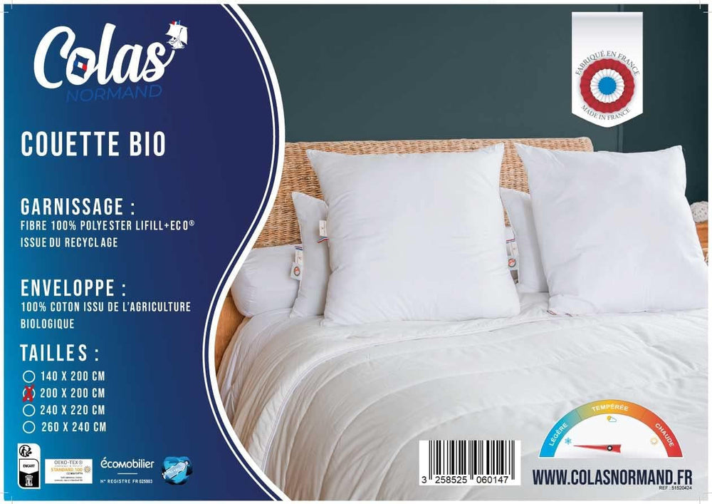 COLAS NORMAND | Couette légère, 200 X 200 cm, coton bio, garnissage recyclé Couettes et quilts Naty Shop