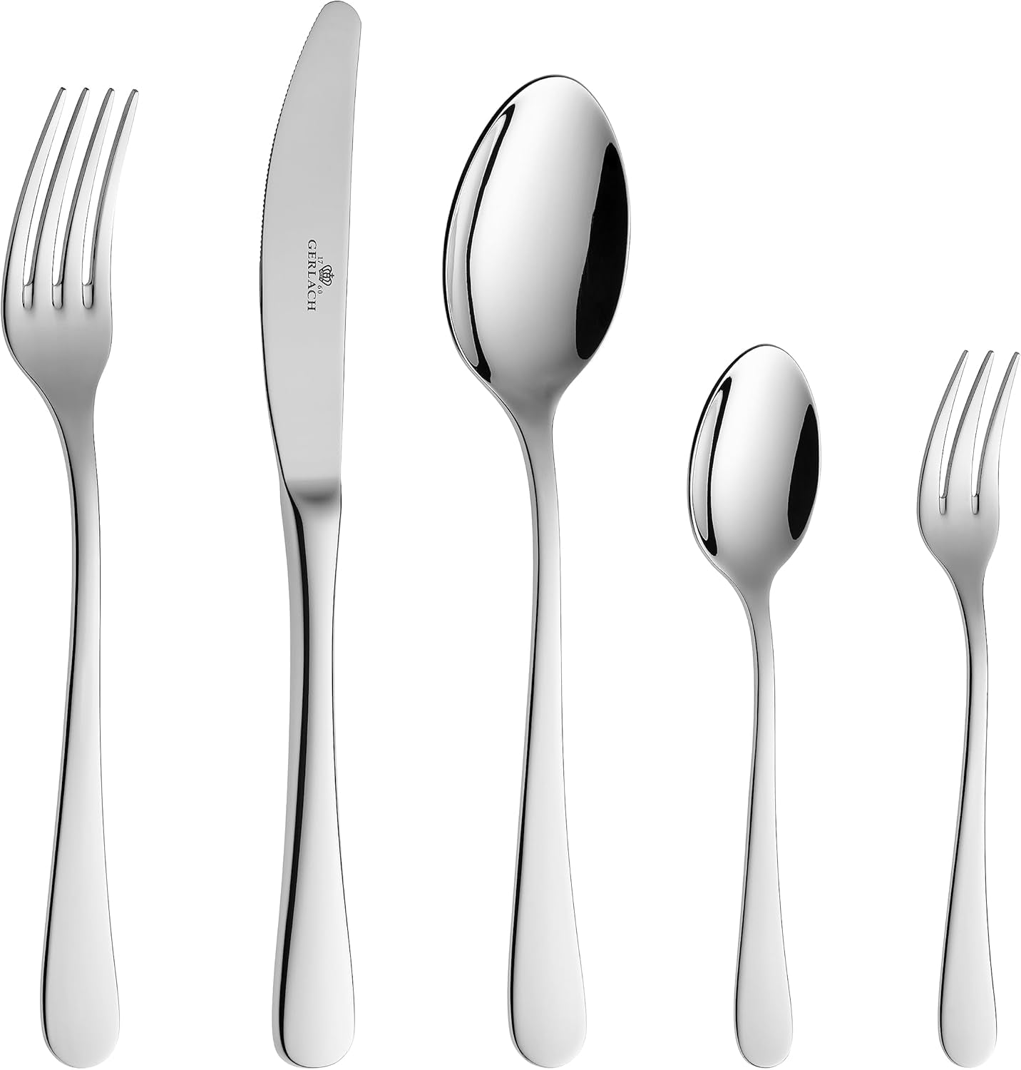 Gerlach Flow Besteck-Set 6 Personen Spülmaschinenfest Essbesteck Besteck Aus Edelstahl Messer Gabel Löffel Teelöffel Tafelbesteck Rostfrei 24 Stk, Silberglänzend Bucatarie Naty Shop Silberglänzend 60 El. Schachtel