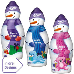 Milka Snowman Alpine Milk - Grand pack de bonhommes de neige en chocolat en 3 modèles - 24 x 50g