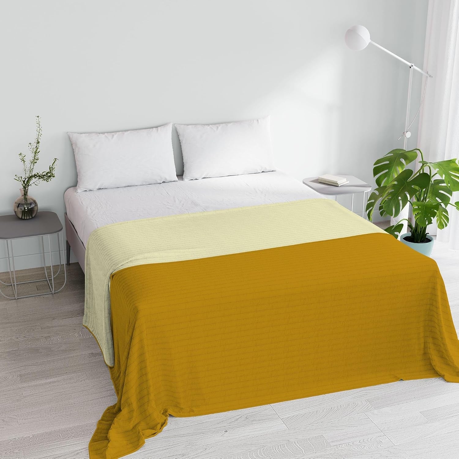 Naty Shop Couette Eté Microfibre Orange/Rouille pour Lit Double 250 X 250 Cm Naty Shop Couettes Et Couettes Moutarde/Crème Matrimonial 250X250Cm