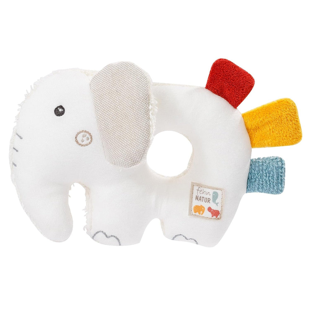 Fehn baby ring grasping toy lama - jucărie de pluș pentru bebeluși cu zornăitor - jucărie pentru abilități motorii pentru învățare jucăușă - jucărie de pluș ca ajutor pentru somn - jucărie pentru bebeluși și copii mici de la 0+ luni Jucarii Bebe Naty Shop Elefant