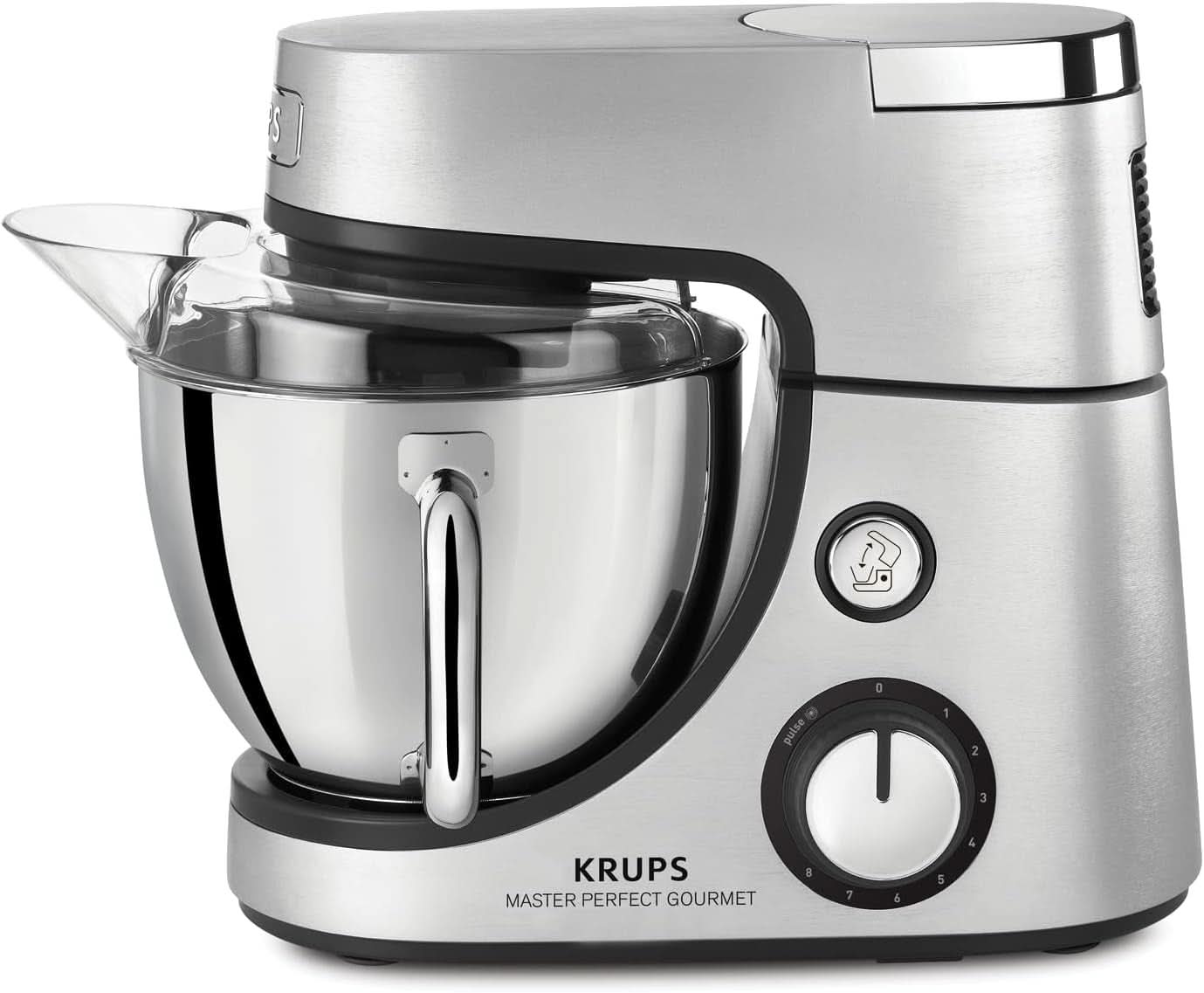Robot culinaire Krups KA631D Master Perfect Gourmet | 1100 watts | 8 vitesses | Bol en acier inoxydable de 4,6 litres | 5 accessoires : set de pâtisserie, bol flexible, unité de hachage | inox brossé Mère et Enfant Naty Shop