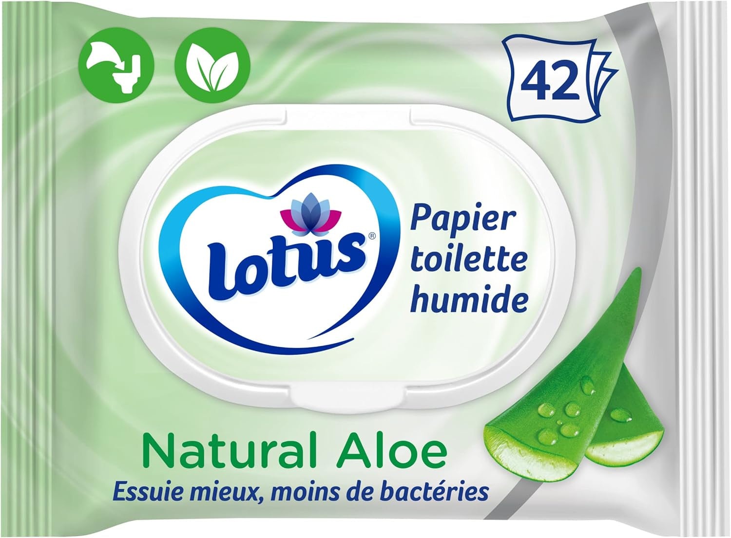 Șervețele umede Natural Aloe - fără coloranți și parfumuri - 100% fibre naturale Fsc - 42 bucăți (1 bucată)
