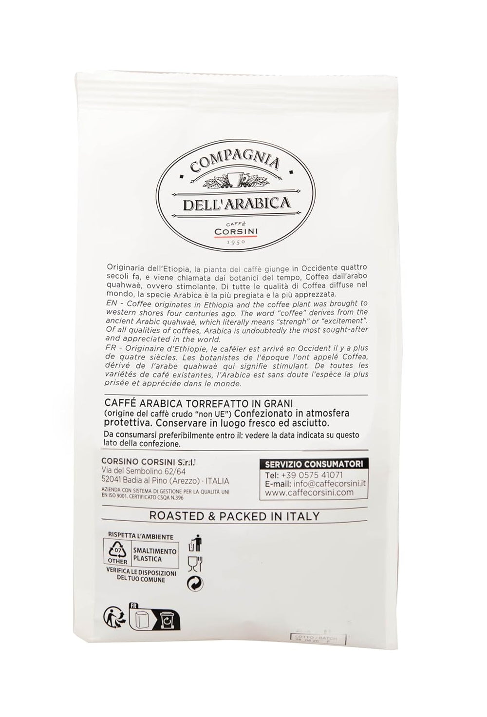 Caffè Corsini - Kaffeebohnen 3x250g Compagnia Dell'Arabica Set Guatemala/Éthiopie/El Salvador, Einzelner Ursprung, total 750g