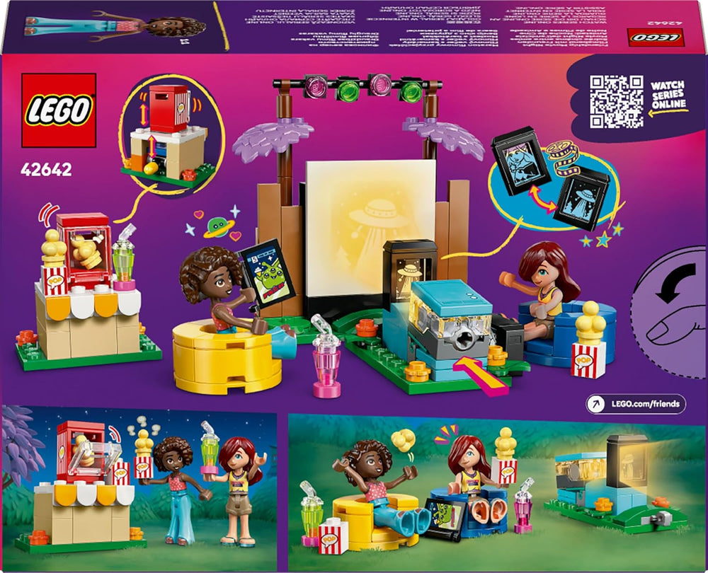 Jouet de soirée cinéma de l'amitié LEGO Friends pour filles de 6 ans et plus - incl. 2 mini poupées, un écran et un projecteur de briques lumineuses - Ensemble de construction créatif - 42642