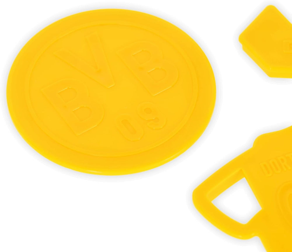 BVB Lot de 3 moules à biscuits, produit officiel du Borussia Dortmund, passe au lave-vaisselle, jaune