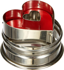 Städter 966353 Emporte-pièce éjecteur, forme cœur, acier inoxydable, diamètre 4,8 cm, argent/rouge, 4,8 x 4,8 x 4,8 cm