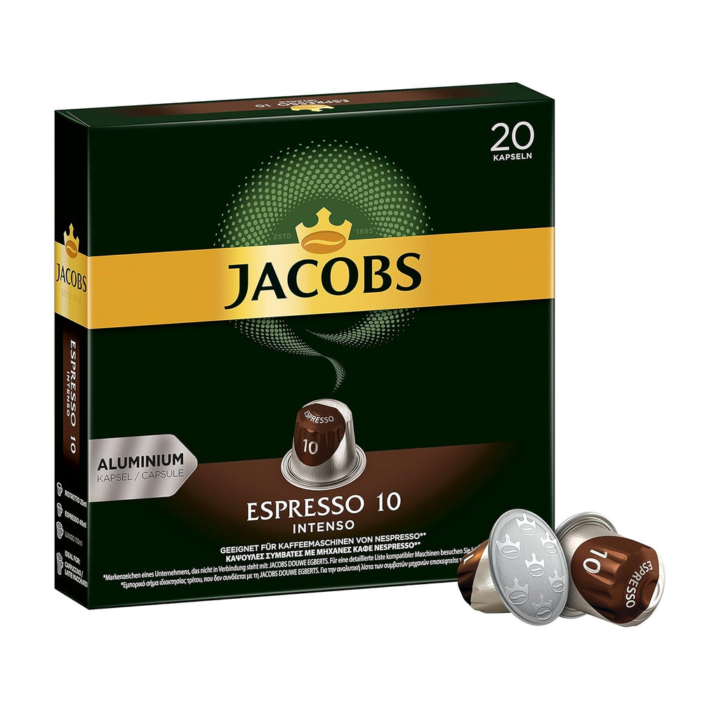 Capsules de café Espresso Intenso, intensité 10 sur 12, 10 x 20 tasses & Capsules de café Lungo Decaffeinato - intensité 6- 200 capsules compatibles Nespresso, 10er Pack, 10 x 20 tasses