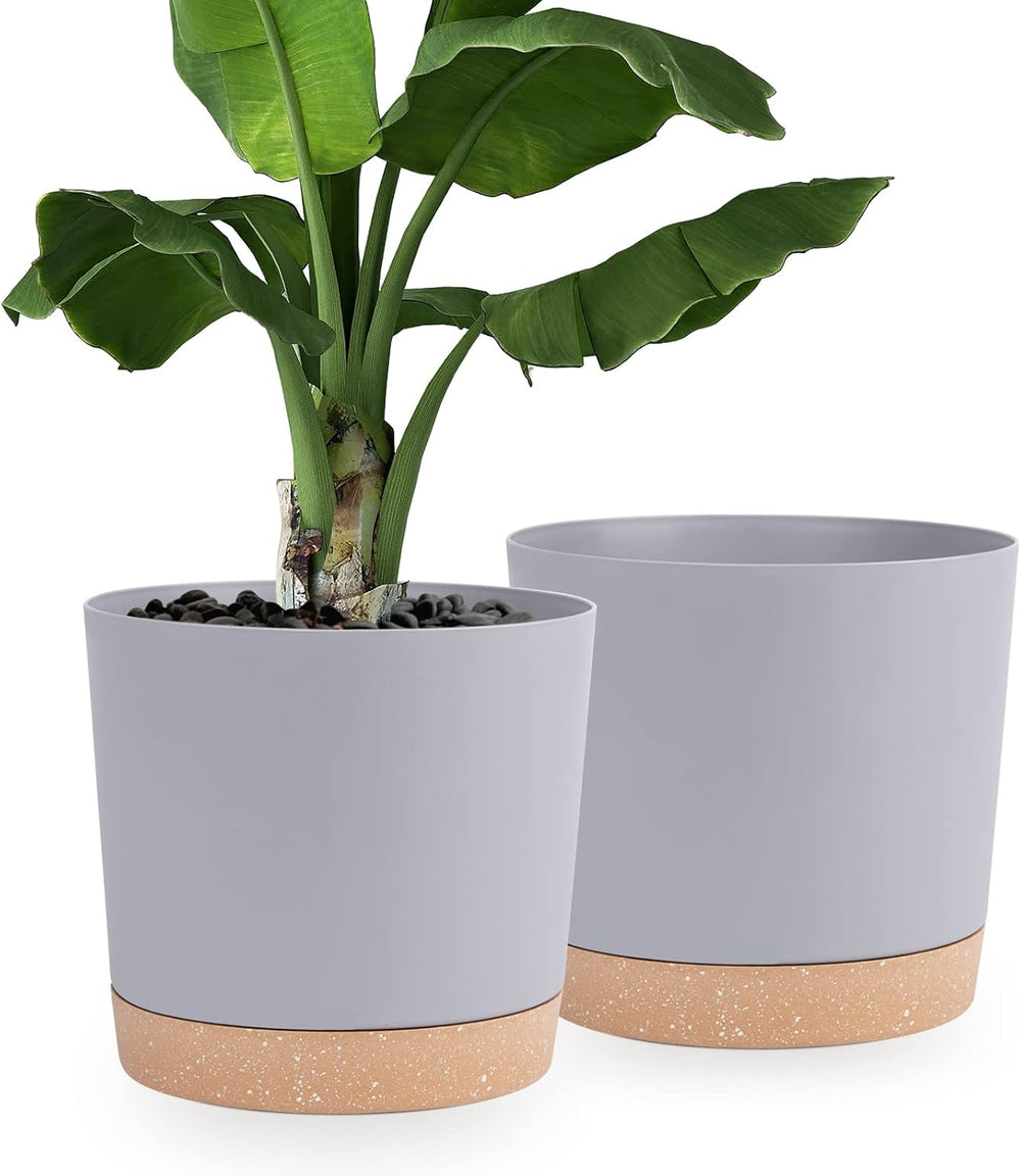 Lot de 2 pots de fleurs de 12,7 cm, pots de fleurs d'intérieur avec trous de drainage et base amovible, soucoupes décoratives modernes pour jardinières d'extérieur (blanc 12,7 cm)