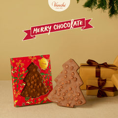 Venchi, Brutto&Buono, Barre de Chocolat au Lait en Forme de Sapin "Noisette de la Forêt du Piémont" Fait Main, 200g, Sans Gluten, Collection de Noël en Édition Limitée, Idée Cadeau