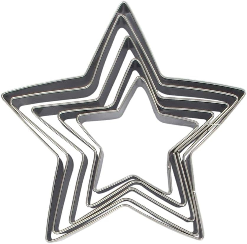 Zenker 44813 Lot de 5 emporte-pièces étoiles, lot de 5 emporte-pièces étoiles, acier inoxydable, argent, 6-12 x 2,5 cm
